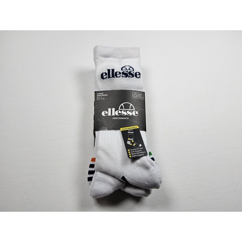 Ellesse Men’s Performance Sport Crew 3 Pack Socks Size UK 7-11, US 7.5-11.5